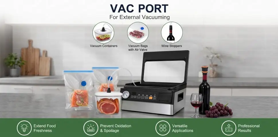Máquina de envasado al vacío con puerto externo