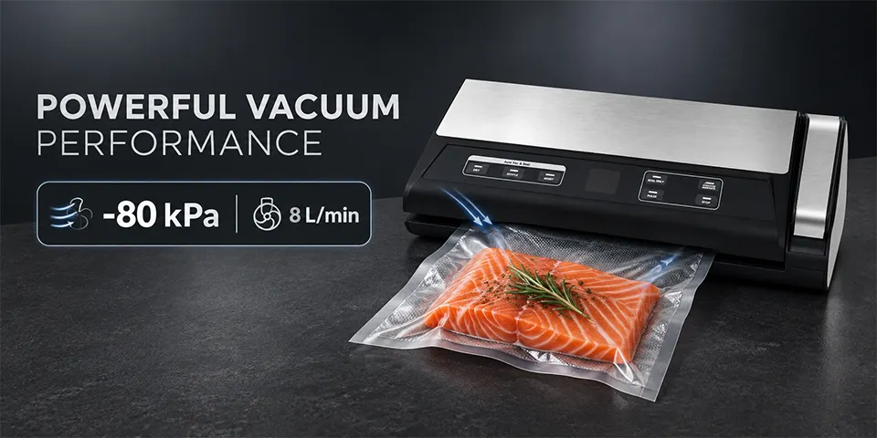 Máquina de envasar al vacío de alimentos de 80 kPa